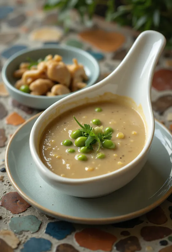 Sauce au poivre vert servie