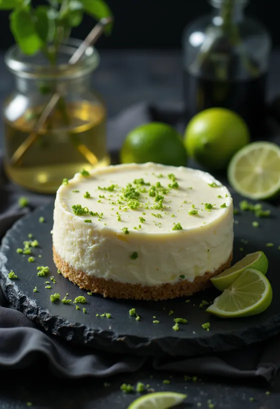 Cheesecake Citron Vert Menthe servi en tranches