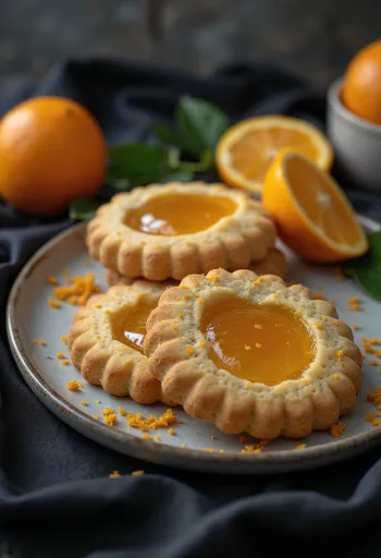 Sablés linzer à l'orange et au miel avec confiture d'abricot