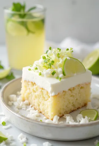 Gâteau coco citron vert décoré