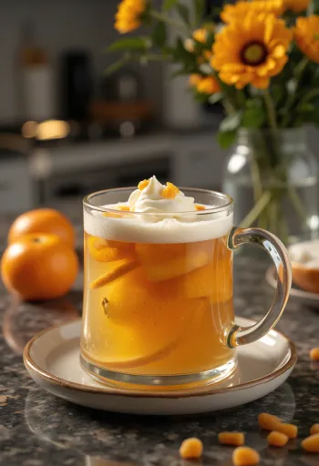 Cidre menthe-agrumes servi dans un verre