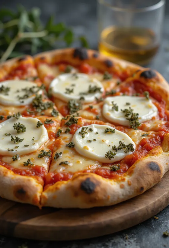 Pizza ai Formaggi di Capra aux fromages de chèvre et mozzarella