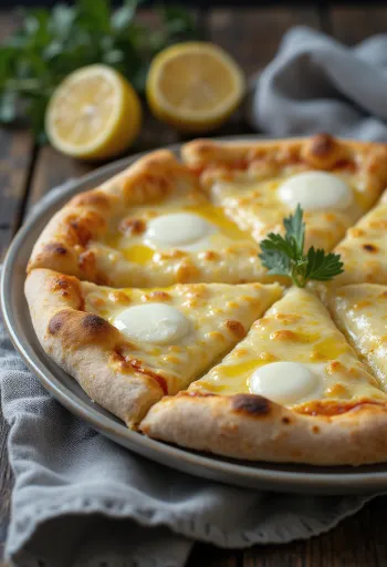 Pizza blanche au Grana Padano fraîchement cuite