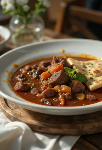 Bœuf aux tomates irakien Aiwaj servi