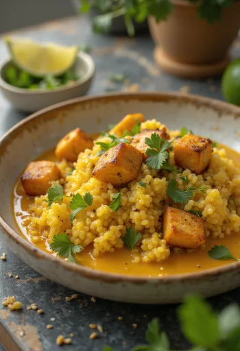 Curry de quinoa au citron vert et tofu