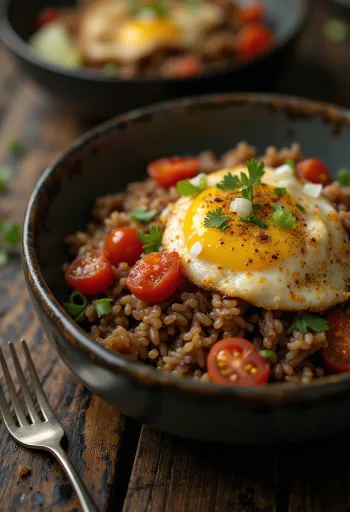 Nasi Goreng aux tomates, servi avec épices riches et tomates fraîches