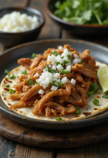 Pork carnitas servis dans des tortillas chaudes