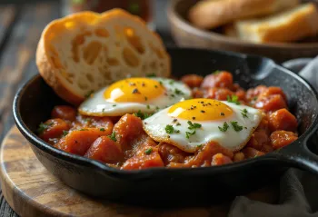 Saucisse Chistorra frite servie avec œufs au plat