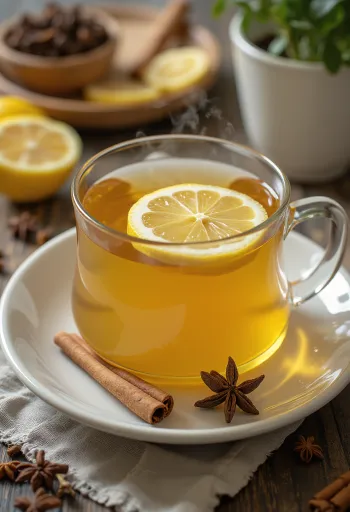 Thé au citron et clous de girofle dans une tasse