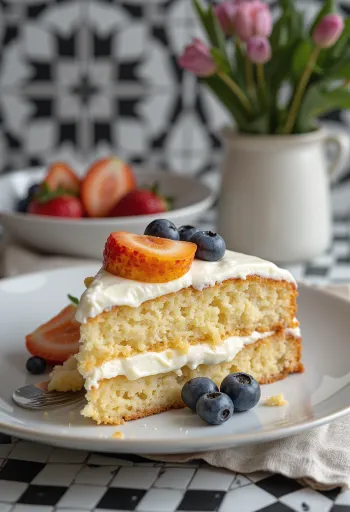 Gâteau à la vanille sans sucre avec crème blanche