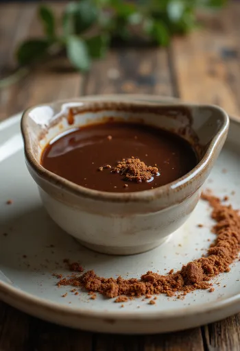 Sauce chocolat-piment douce servie