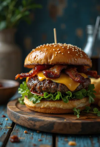 Burger fumé au cheddar et bacon