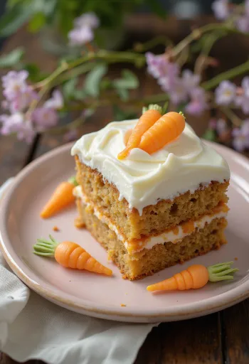 Carrot cake de Pâques avec décoration carotte en pâte à sucre