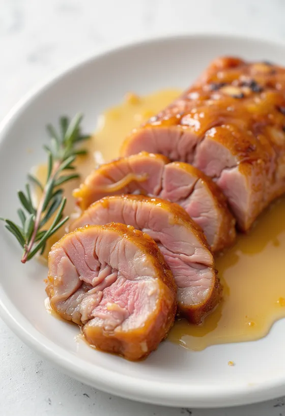 Magret de canard à l'orange avec des morceaux de viande tendres, arrosé d'une sauce soyeuse à l'orange