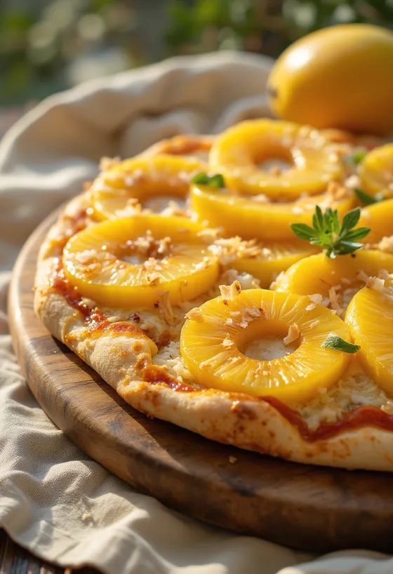 Pizza ai Frutti Tropicali aux fruits tropicaux et ricotta